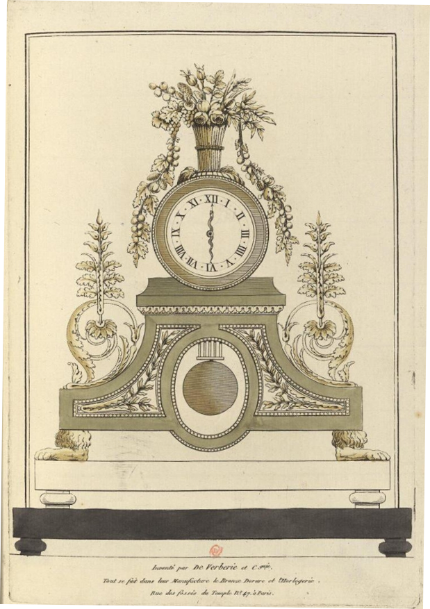 Pendule avec ornements floraux et végétaux.