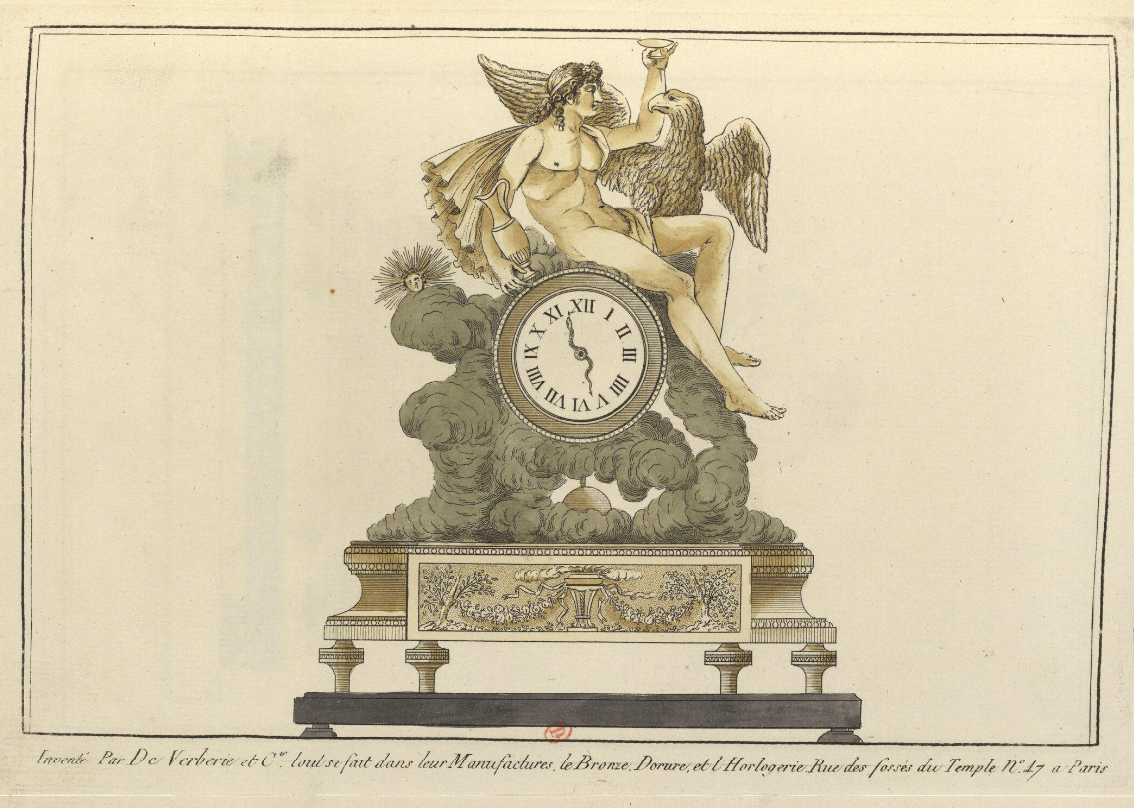 Pendule avec Ganymède et Zeus transformé en aigle.