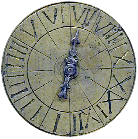 A Roman numeral IIII on an 'Italian time' late 17th c. lantern clock dial.