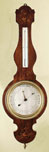 French intarsia banjo barometer, silvered scales