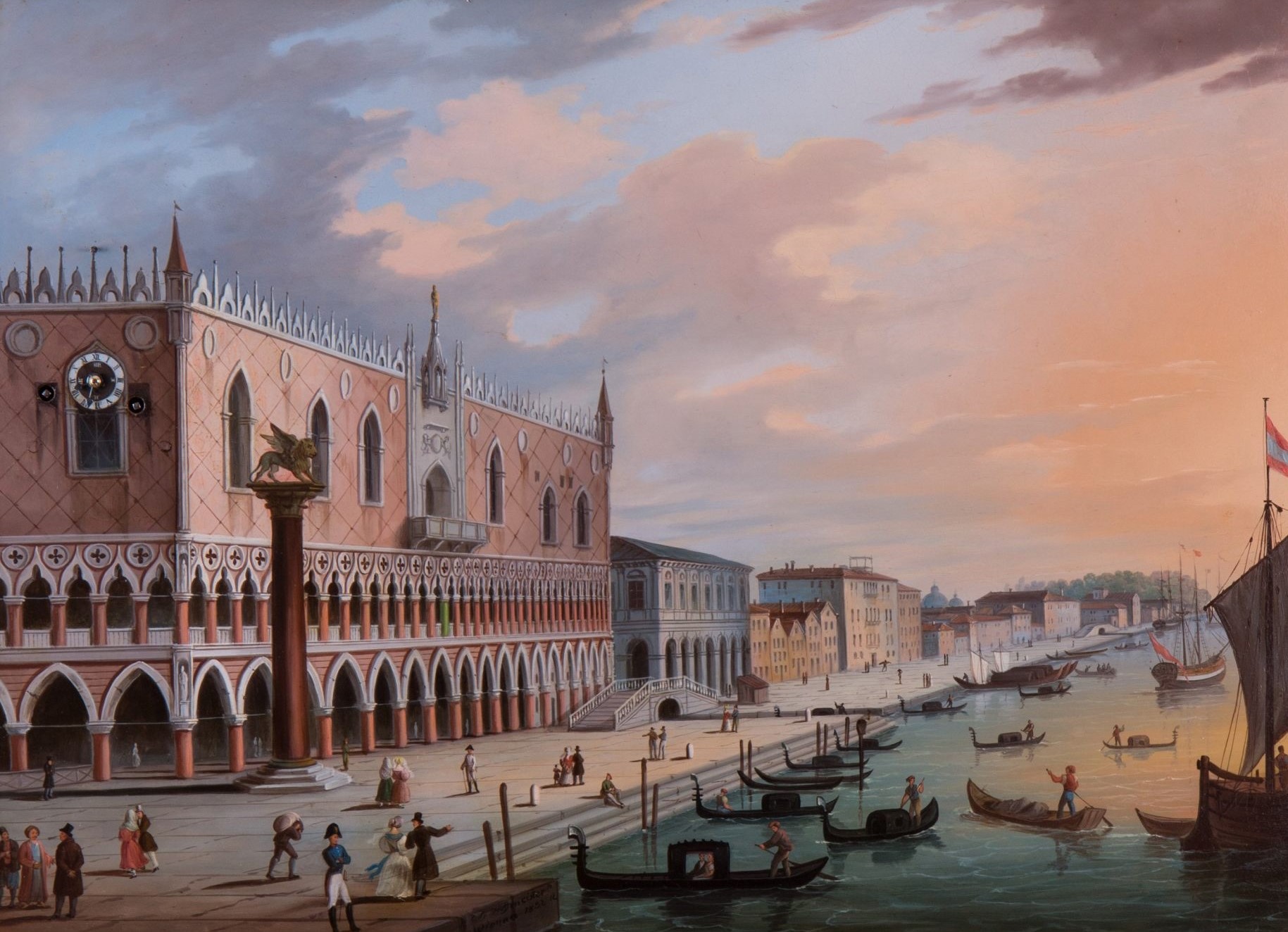 Picture clock by Carl Ludwig Hofmeister depicting Venice, 1832.