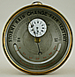 118. A FINE AND RARE 'ENGLISH' ANEROID BAROMETER WITH CLOCK, unsigned, circa: 1870-1890.