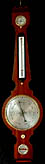 James Thompson – Welbeck.
Unusual and fine quality satinwood and banded Wheel Barometer. c1820
