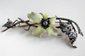 Gold and enamel Art Nouveau Clematis brooch