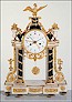 An excellent quality French Louis XVI ormolu mounted black and white marble portico table clock, date and days of the week